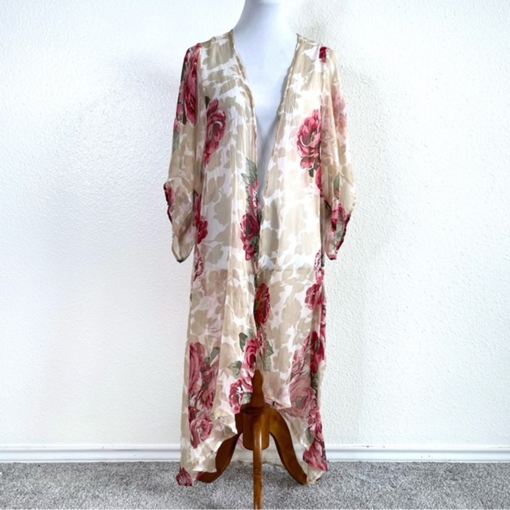 Band Of Gypsies Boho Kimono Duster Cardigan Small Floral Lightweight Cottagecore